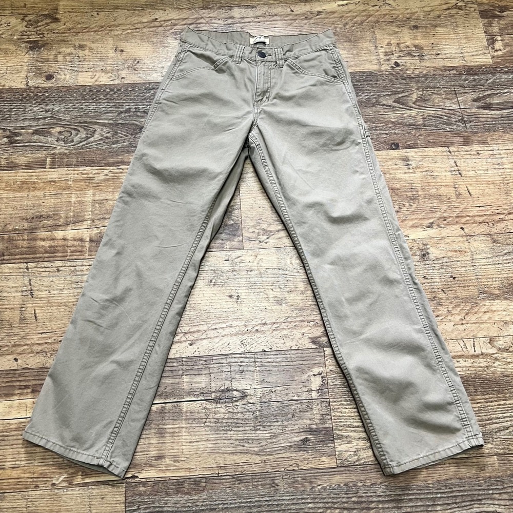 Blue Mountain Mens 30x32 Khaki Tan Cotton Canvas Straight Leg Work Utility Pants